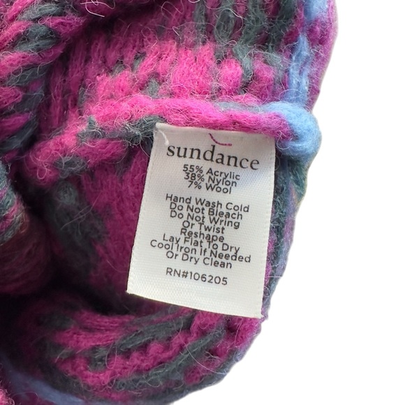 SUNDANCE Size XXL Folk Tale Cardigan Fair Isle Boxy Wool Blend Magenta - Picture 7 of 12